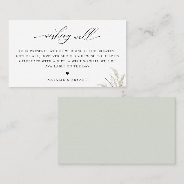 Carte D'accompagnement Plage Pampas Grass Mariage Wishing well (Devant / Derrière)