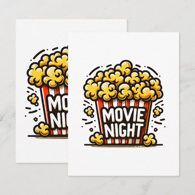 Carte D'accompagnement Plaisir de soirée cinéma Popcorn ludique (Devant / Derrière)