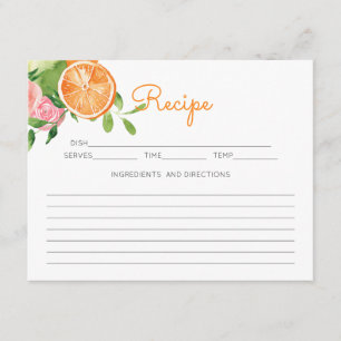 Carte D'accompagnement Plaisir Orange Citrus thème rose Recette