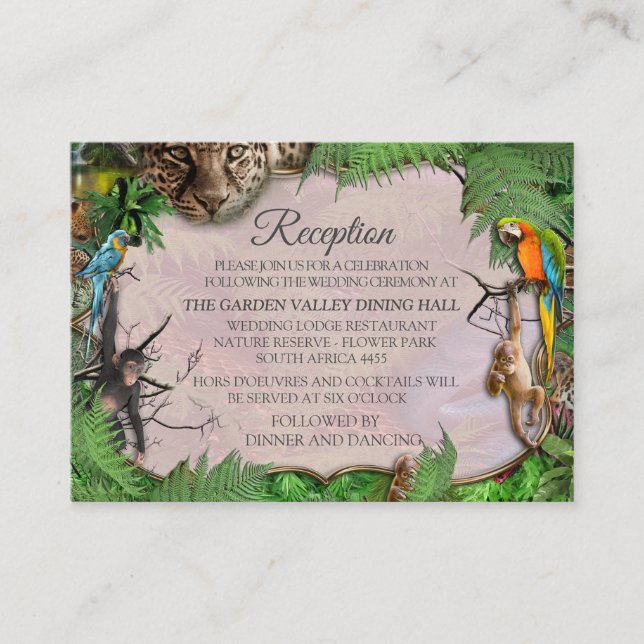 Carte D'accompagnement Plantes et animaux de la jungle sauvage (Devant)