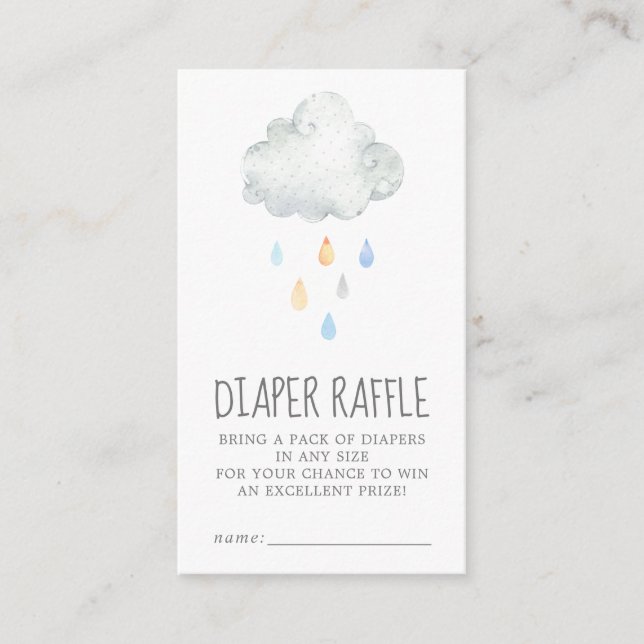 Carte D'accompagnement Pluie Cloud Boy Baby shower Diaper Raffle (Devant)