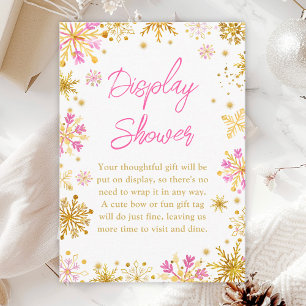Carte D'accompagnement Pluie de flocons de neige rose et or en hiver
