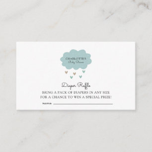 Carte D'accompagnement Pluie Nuage Baby shower bleu Déchets Raffin Enclos