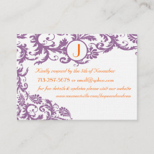 Carte D'accompagnement Plum Damask Orange Response and Website Cards