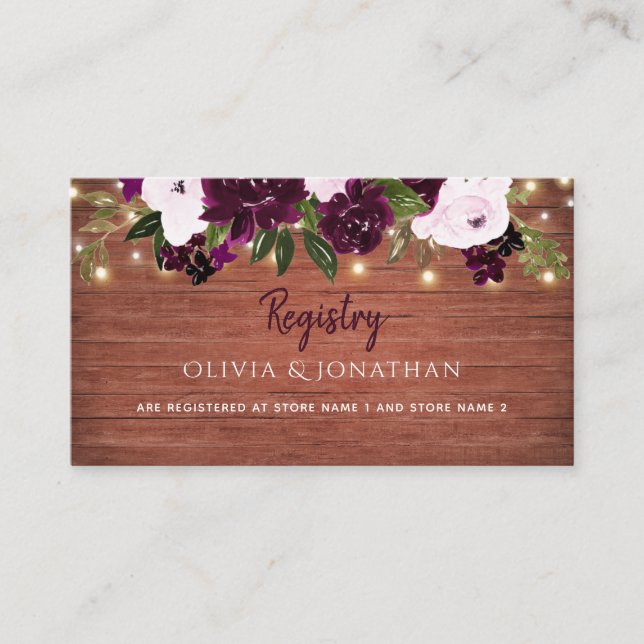 Carte D'accompagnement Plum Floral Rustique Mariage (Devant)