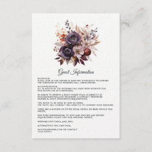 Carte D'accompagnement Plum, Grey, cuivre et Dusty Rose Mariage floral