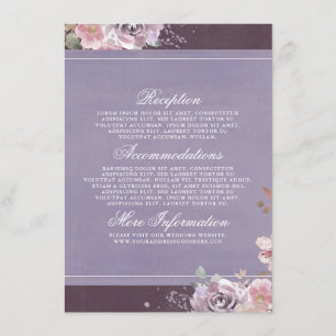 Carte D'accompagnement Plum Lilac et Mauve Mariage Information Invité
