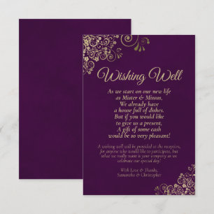 Carte D'accompagnement Plum Purple & Or Dentelle Mariage Wishing Bien Poè