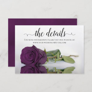Carte D'accompagnement Plum Purple Rose Élégant Mariage Détails Site Web
