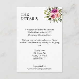 Carte D'accompagnement Plum rose et noir d'espere florale moderne