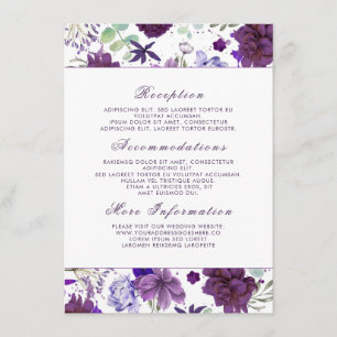 Carte D'accompagnement Plum Violet Fleurs Mariage Informations Invité