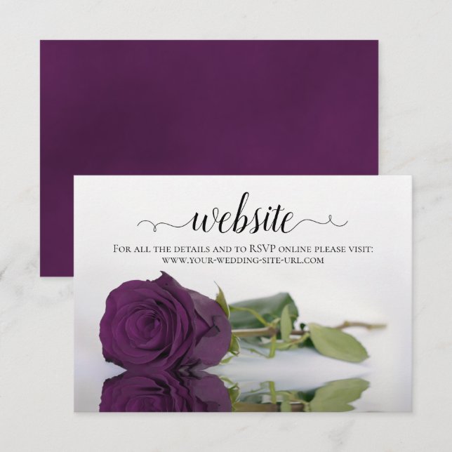 Carte D'accompagnement Plum violet Rose Élégant mariage site Web (Devant / Derrière)