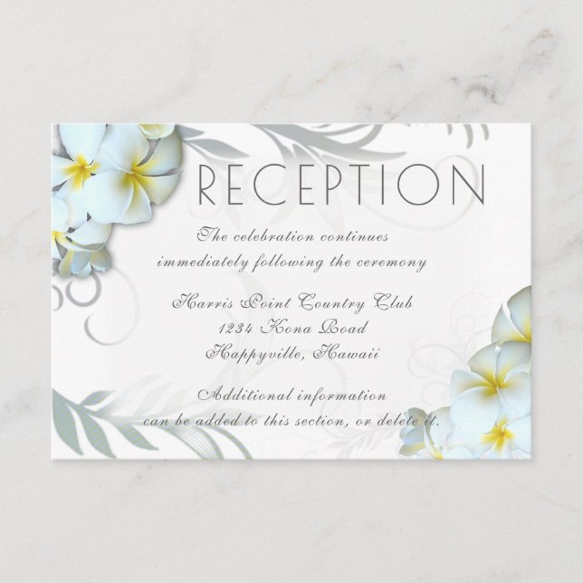 Carte D'accompagnement Plumeria Salle De Réception Fleurie Boîtier (Devant)