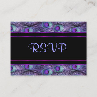 Carte D'accompagnement Plumes de paon violet - RSVP