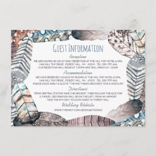 Carte D'accompagnement Plumes tribales modernes Mariage de Bohême Détail