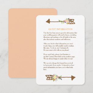 Carte D'accompagnement Poche Mariage bouquet floral Insertion
