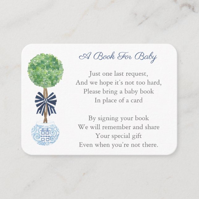 Carte D'accompagnement Poème de demande de Baby shower bleu Smart Navy (Devant)