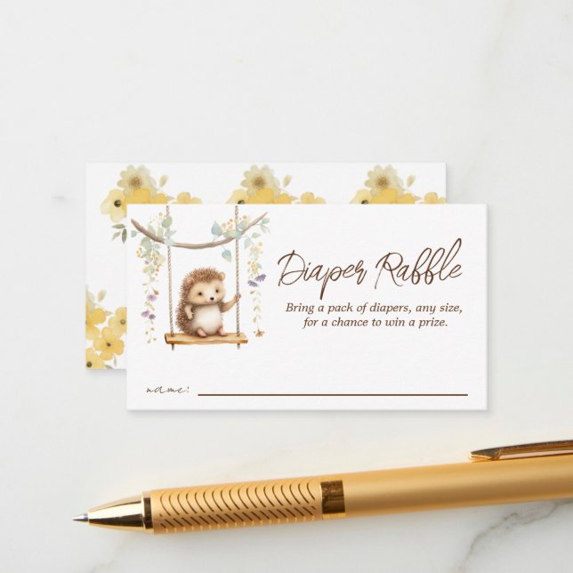 Carte D'accompagnement Poids de Baby shower de hérisson de bois (Devant/Arrière en situation)