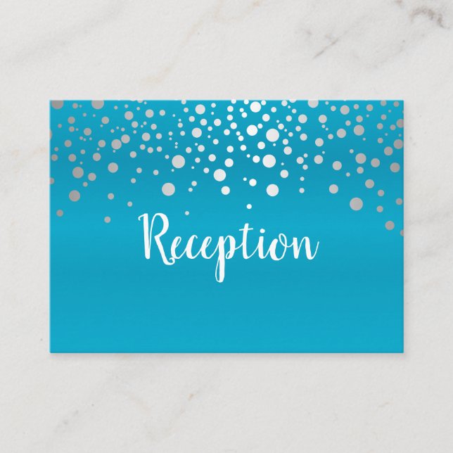 Carte D'accompagnement Points Confetti bleu et argent turquoise - Récepti (Devant)