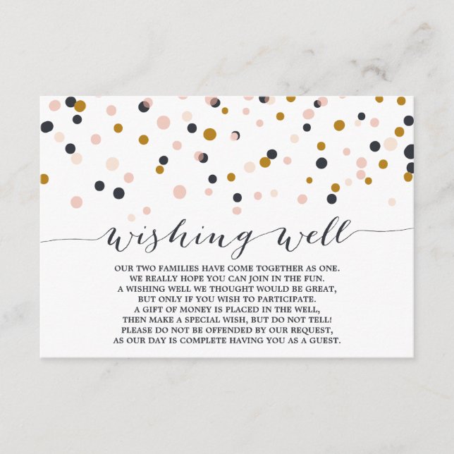 Carte D'accompagnement Points Confetti Rose & Or Wishing Well Card (Devant)