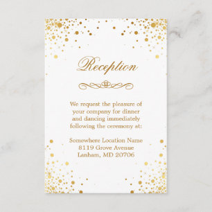 Carte D'accompagnement Points Gold Confetti Mariage Hébergement Réception