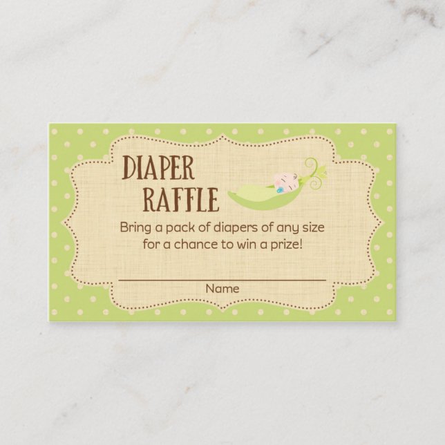 Carte D'accompagnement Pois Dans Un Baby shower De Poitrine Billet Raffle (Devant)