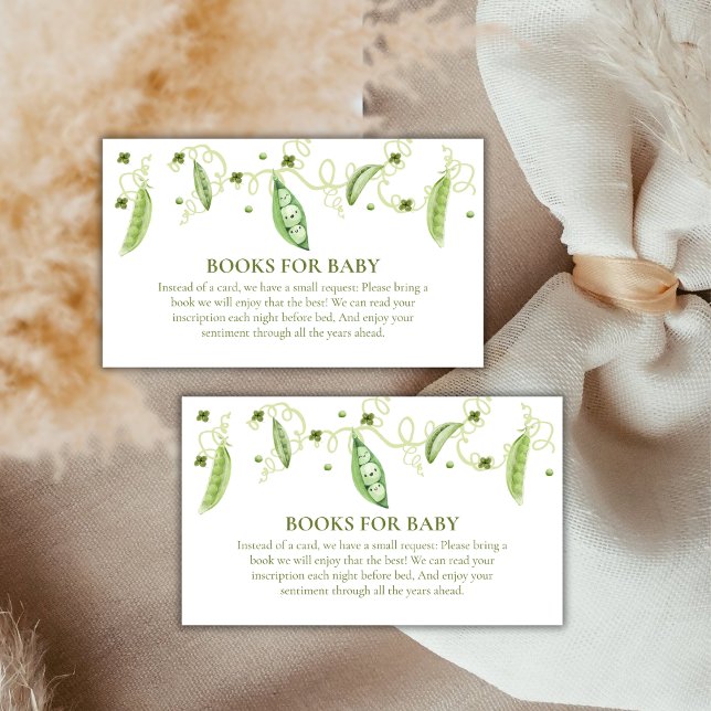 Carte D'accompagnement Pois Doux Moderne Dans Des Livres De Pod Pour Baby (Modern Sweet Pea In Pod Books For Baby Shower Enclosure Card)