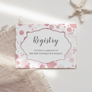 Carte D'accompagnement Pois rose vif "Registre" Baby Girl Douche