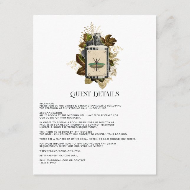 Carte D'accompagnement Poison Lotion Halloween gothique Détails de l'invi (Devant)