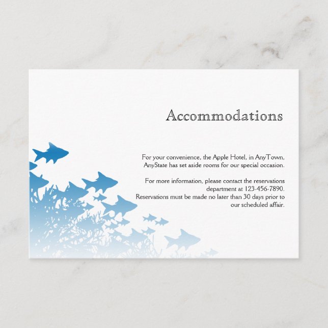 Carte D'accompagnement Poisson bleu et Mariage corail Insérer (Devant)