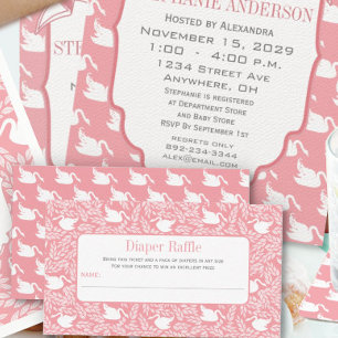 Carte D'accompagnement Poitrine rose Vintage Swans Raffle de couches