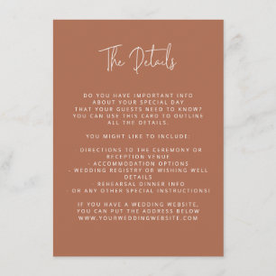 Carte D'accompagnement Police de script Bloc de couleur de cuivre Mariage