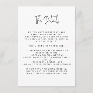 Carte D'accompagnement Police de script Mariage moderne noir et blanc