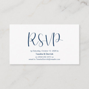 Carte D'accompagnement Police minimale, Police bleue marine, RSVP de mari
