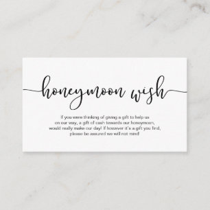 Carte D'accompagnement Police moderne noire, vœu de lune de miel de maria