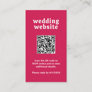 Carte D'accompagnement Police rétro Hot rose QR Code moderne Mariage