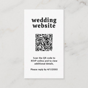 Carte D'accompagnement Police rétro noir et blanc QR Code moderne Mariage