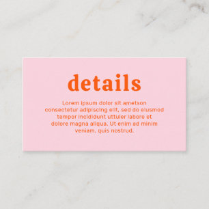 Carte D'accompagnement Police rétro Orange et rose Mariage moderne