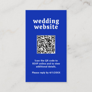 Carte D'accompagnement Police Rétro Royal Blue QR Code Moderne Mariage