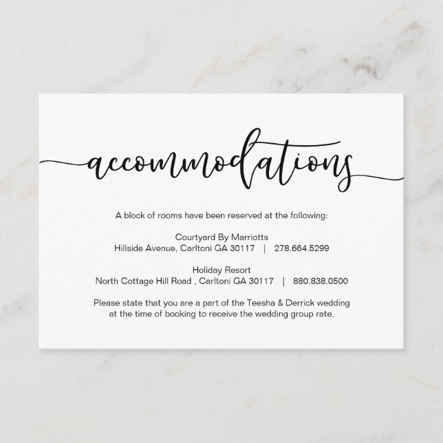 Carte D'accompagnement Police romantique noire moderne, Hébergements, hôt (Devant)