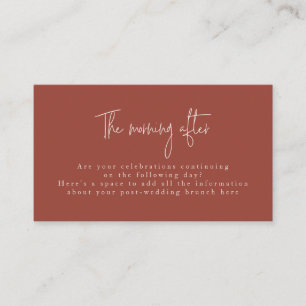 Carte D'accompagnement Police Script Terracotta & Cream Post Mariage Brun