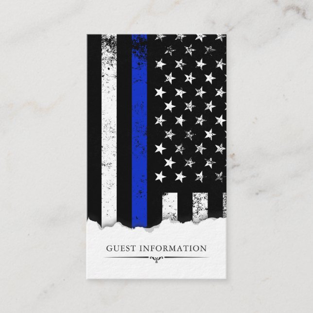Carte D'accompagnement Police Style American Flag Party|Mini-info de l'év (Devant)