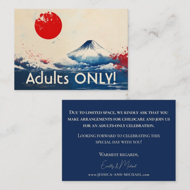 Carte D'accompagnement Poly NO KIDS Harmonie japonaise avec Fuji (Devant / Derrière)