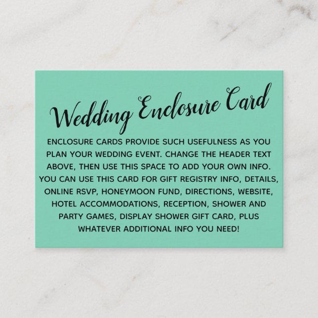 Carte D'accompagnement Polyvalent Mariage DIY Simple en Lucite Vert (Devant)