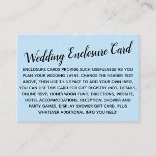 Carte D'accompagnement Polyvalent Mariage Simple DIY Personnalisé Pâle Bl
