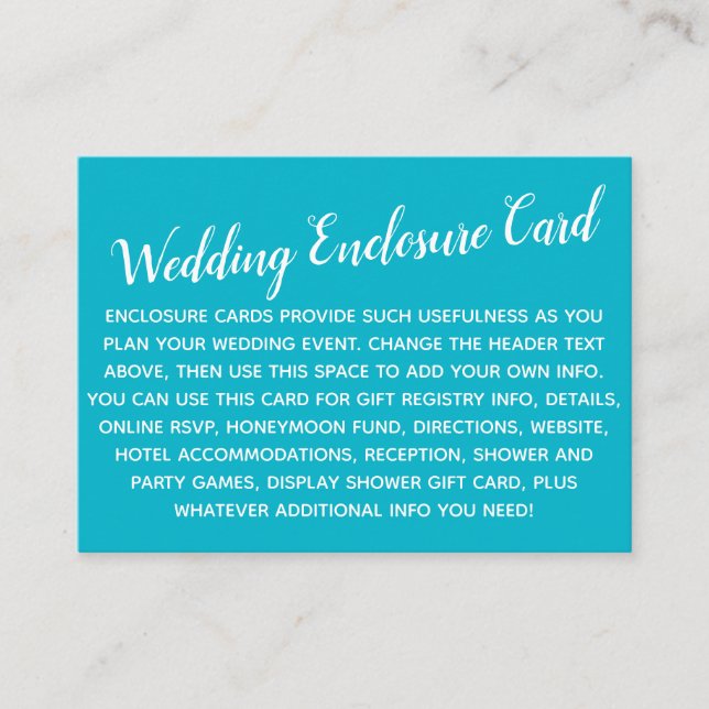 Carte D'accompagnement Polyvalent Simple Mariage DIY Plongée Bleu (Devant)