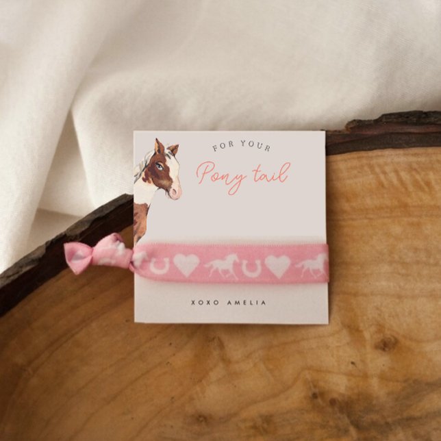 Carte D'accompagnement Pony Tail Hair Tie Holder Favor Card (Add a cute ribbon or scrunchy with this card to create your custom favors)