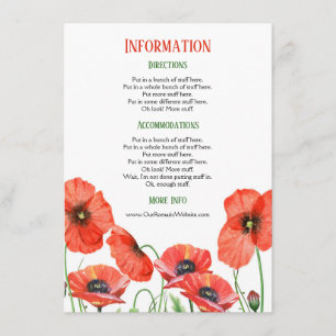 Carte D'accompagnement Poppies Floral Mariage Détails