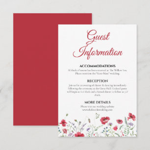 Carte D'accompagnement Poppy & Lavender Aquarelle Floral Mariage Détails