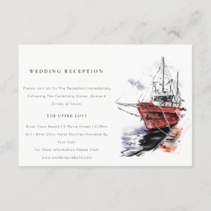 Carte D'accompagnement Port Yacht Voilier Aquarelle Mariage Réception
